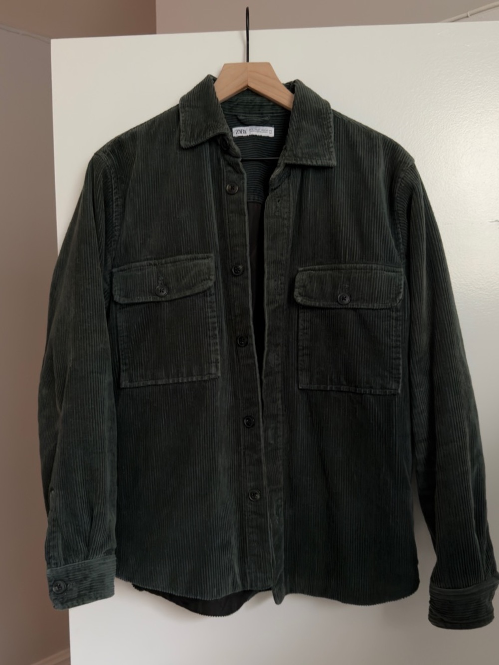Zara Dark Green Corduroy Shirt Jacket - Men's